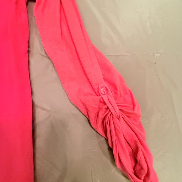 NWOT Splendid Long Sleeve w/ Roll Tab Hot Pink Henley Top Size Small MSRP $98 - Picture 6 of 11
